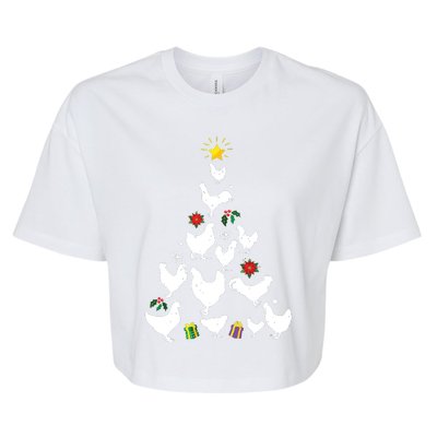 Chicken Christmas Tree Lights Love Chicken Farmer Xmas Cute Bella+Canvas Jersey Crop Tee