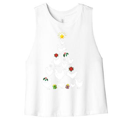 Chicken Christmas Tree Lights Love Chicken Farmer Xmas Cute Women's Racerback Cropped Tank