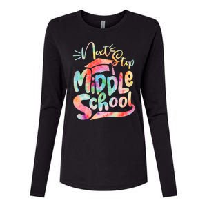 Cute Colorful Tie Dye Next Stop Middle School Womens Cotton Relaxed Long Sleeve T-Shirt