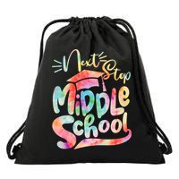 Cute Colorful Tie Dye Next Stop Middle School Drawstring Bag