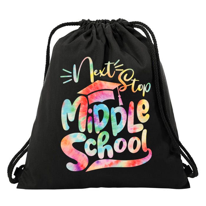 Cute Colorful Tie Dye Next Stop Middle School Drawstring Bag
