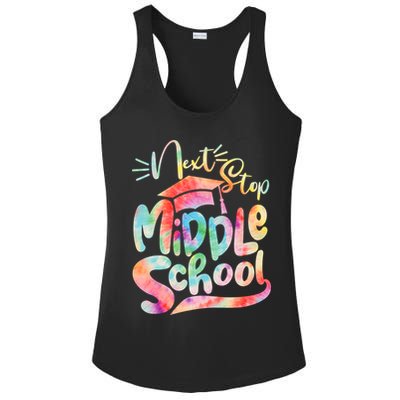 Cute Colorful Tie Dye Next Stop Middle School Ladies PosiCharge Competitor Racerback Tank