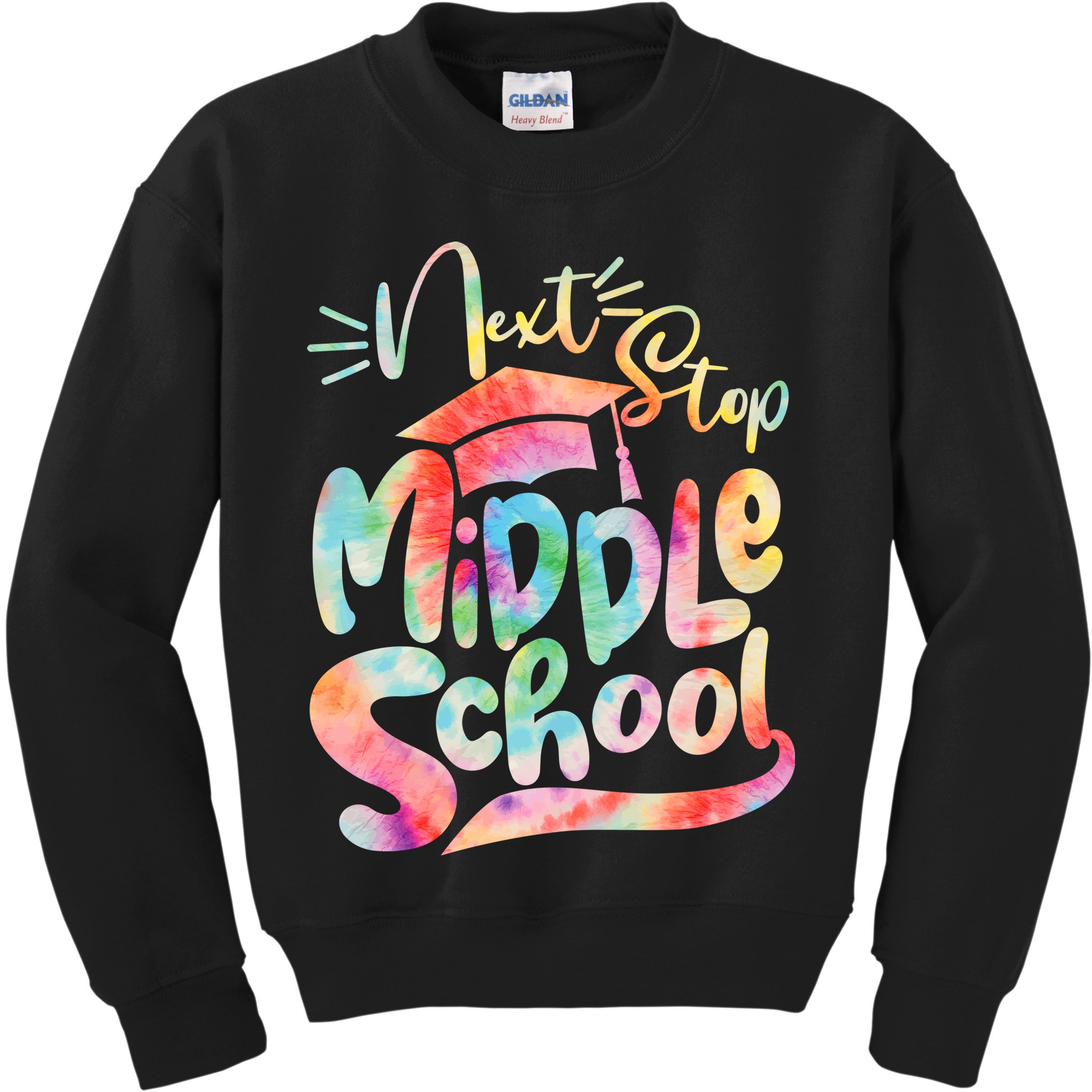 Cute Colorful Tie Dye Next Stop Middle School Kids Sweatshirt
