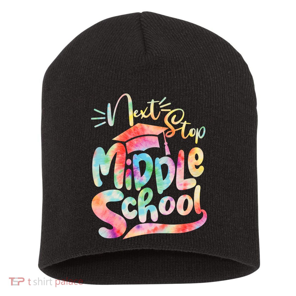 Cute Colorful Tie Dye Next Stop Middle School Short Acrylic Beanie