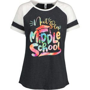 Cute Colorful Tie Dye Next Stop Middle School Enza Ladies Jersey Colorblock Tee