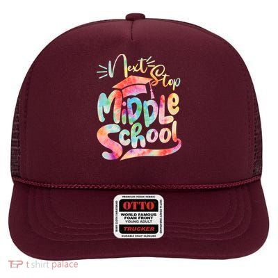 Cute Colorful Tie Dye Next Stop Middle School High Crown Mesh Back Trucker Hat