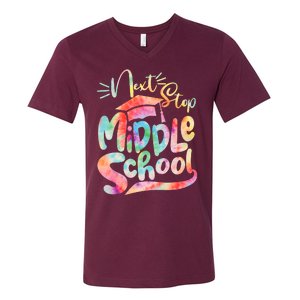 Cute Colorful Tie Dye Next Stop Middle School V-Neck T-Shirt