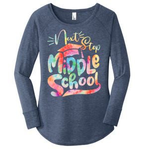 Cute Colorful Tie Dye Next Stop Middle School Women's Perfect Tri Tunic Long Sleeve Shirt