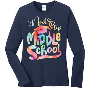 Cute Colorful Tie Dye Next Stop Middle School Ladies Long Sleeve Shirt