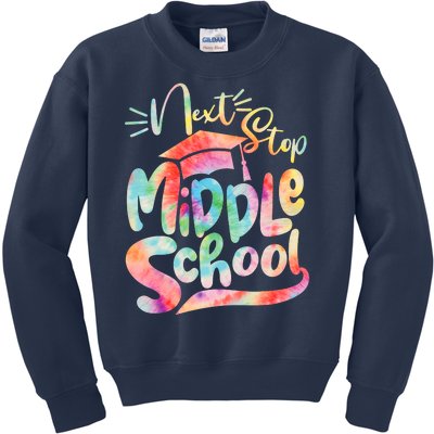 Cute Colorful Tie Dye Next Stop Middle School Kids Sweatshirt