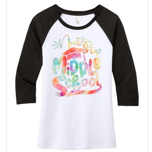 Cute Colorful Tie Dye Next Stop Middle School Women's Tri-Blend 3/4-Sleeve Raglan Shirt