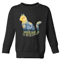 Cute Cat Toy Starry Night Fur Kitten Animal Painting Toddler Sweatshirt