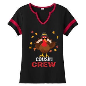 Cousin Crew Turkey Family Thanksgiving Pajamas Matching Gift Cute Gift Ladies Halftime Notch Neck Tee