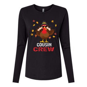 Cousin Crew Turkey Family Thanksgiving Pajamas Matching Gift Cute Gift Womens Cotton Relaxed Long Sleeve T-Shirt