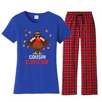 Cousin Crew Turkey Family Thanksgiving Pajamas Matching Gift Cute Gift Women's Flannel Pajama Set