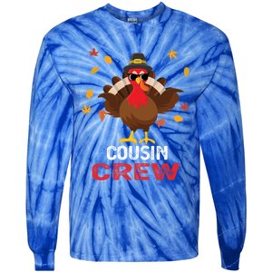 Cousin Crew Turkey Family Thanksgiving Pajamas Matching Gift Cute Gift Tie-Dye Long Sleeve Shirt