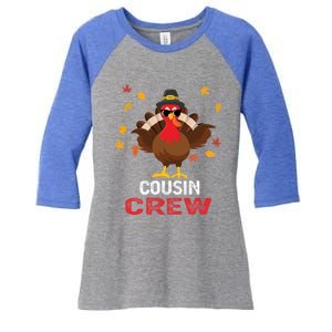 Cousin Crew Turkey Family Thanksgiving Pajamas Matching Gift Cute Gift Women's Tri-Blend 3/4-Sleeve Raglan Shirt