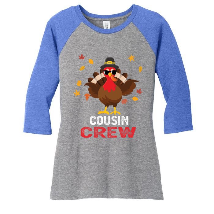 Cousin Crew Turkey Family Thanksgiving Pajamas Matching Gift Cute Gift Women's Tri-Blend 3/4-Sleeve Raglan Shirt