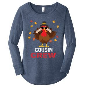 Cousin Crew Turkey Family Thanksgiving Pajamas Matching Gift Cute Gift Women's Perfect Tri Tunic Long Sleeve Shirt