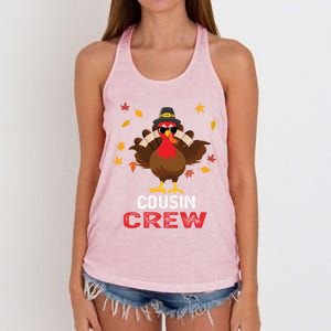 Cousin Crew Turkey Family Thanksgiving Pajamas Matching Gift Cute Gift Women's Knotted Racerback Tank