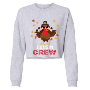 Cousin Crew Turkey Family Thanksgiving Pajamas Matching Gift Cute Gift Cropped Pullover Crew