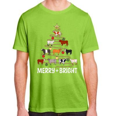 Cow Christmas Tree Western Merry And Bright Family Pajama Adult ChromaSoft Performance T-Shirt