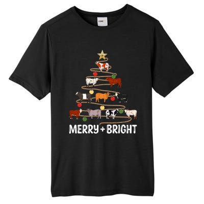 Cow Christmas Tree Western Merry And Bright Family Pajama Tall Fusion ChromaSoft Performance T-Shirt