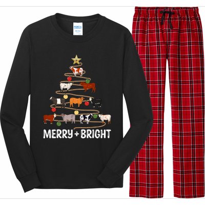 Cow Christmas Tree Western Merry And Bright Family Pajama Long Sleeve Pajama Set