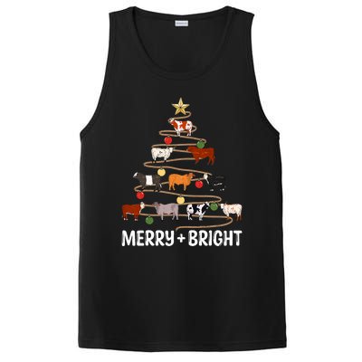 Cow Christmas Tree Western Merry And Bright Family Pajama PosiCharge Competitor Tank