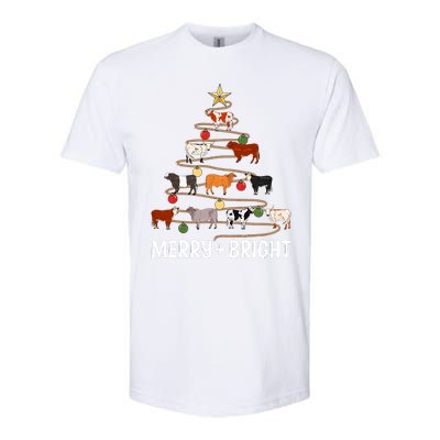 Cow Christmas Tree Western Merry And Bright Family Pajama Softstyle CVC T-Shirt