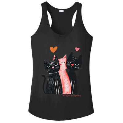 Cute Cat Trio With Hearts Art For Cat Lovers Ladies PosiCharge Competitor Racerback Tank