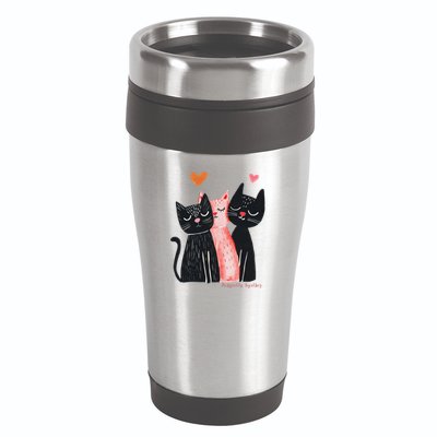 Cute Cat Trio With Hearts Art For Cat Lovers 16oz Travel Tumbler