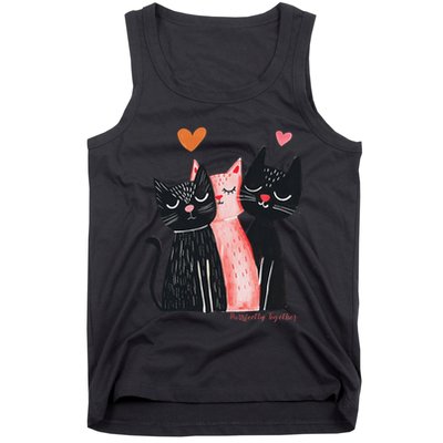 Cute Cat Trio With Hearts Art For Cat Lovers Tank Top