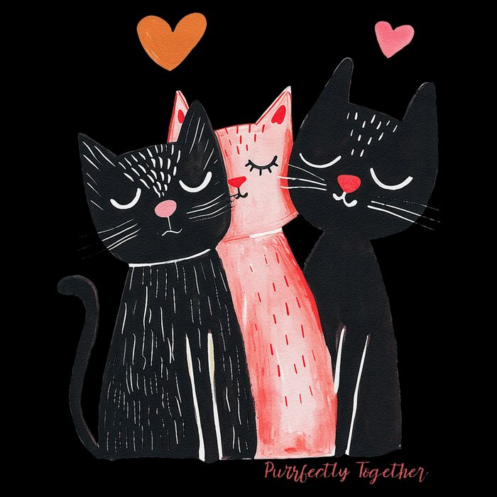 Cute Cat Trio With Hearts Art For Cat Lovers Zip Tote Bag