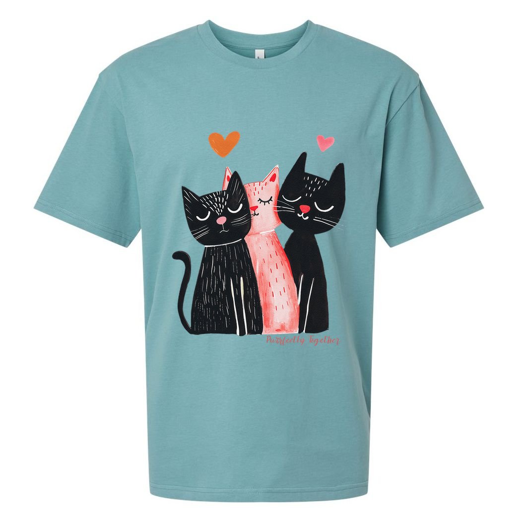 Cute Cat Trio With Hearts Art For Cat Lovers Sueded Cloud Jersey T-Shirt