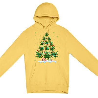 Cannabis Christmas Tree Xmas Funny Smoking Weed Marijuana Premium Pullover Hoodie