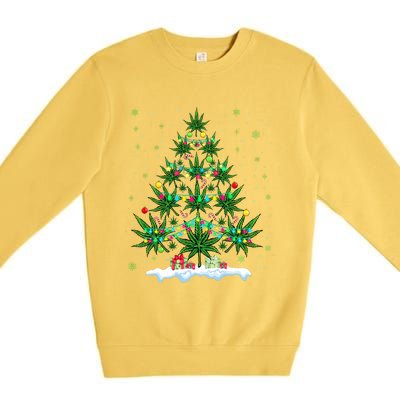 Cannabis Christmas Tree Xmas Funny Smoking Weed Marijuana Premium Crewneck Sweatshirt