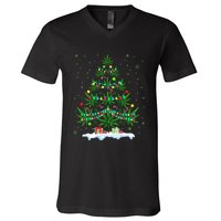 Cannabis Christmas Tree Xmas Funny Smoking Weed Marijuana V-Neck T-Shirt