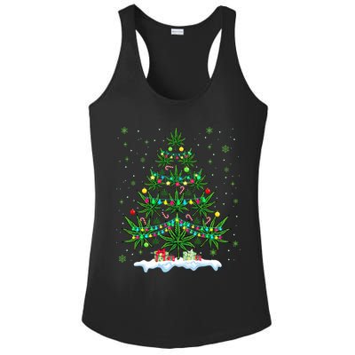 Cannabis Christmas Tree Xmas Funny Smoking Weed Marijuana Ladies PosiCharge Competitor Racerback Tank