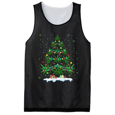 Cannabis Christmas Tree Xmas Funny Smoking Weed Marijuana Mesh Reversible Basketball Jersey Tank