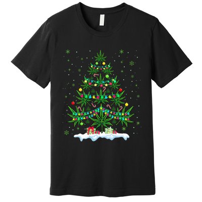 Cannabis Christmas Tree Xmas Funny Smoking Weed Marijuana Premium T-Shirt