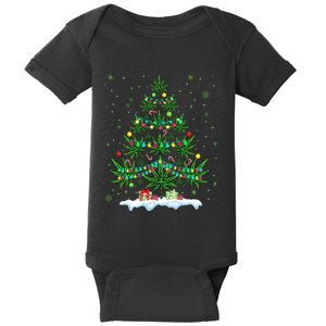 Cannabis Christmas Tree Xmas Funny Smoking Weed Marijuana Baby Bodysuit