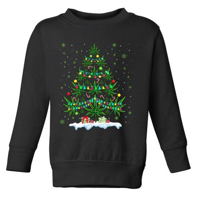 Cannabis Christmas Tree Xmas Funny Smoking Weed Marijuana Toddler Sweatshirt