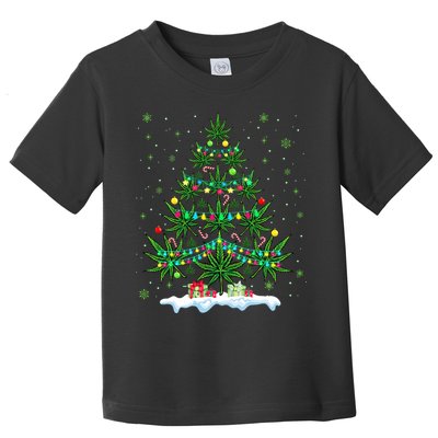Cannabis Christmas Tree Xmas Funny Smoking Weed Marijuana Toddler T-Shirt