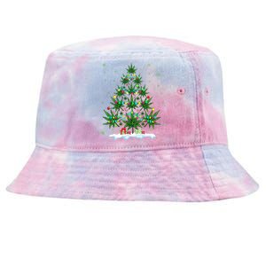 Cannabis Christmas Tree Xmas Funny Smoking Weed Marijuana Tie-Dyed Bucket Hat