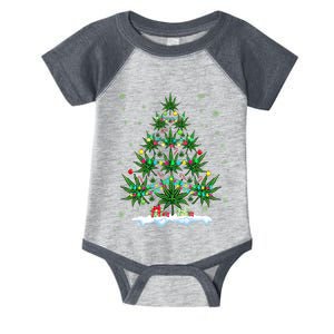 Cannabis Christmas Tree Xmas Funny Smoking Weed Marijuana Infant Baby Jersey Bodysuit