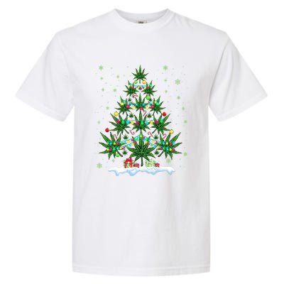 Cannabis Christmas Tree Xmas Funny Smoking Weed Marijuana Garment-Dyed Heavyweight T-Shirt