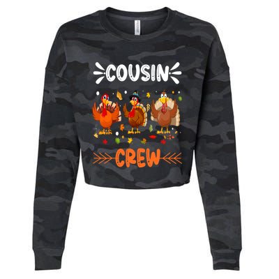 Cousin Crew Turkey Family Thanksgiving Pajamas Matching Gift Cropped Pullover Crew