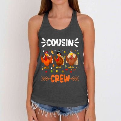 Cousin Crew Turkey Family Thanksgiving Pajamas Matching Gift Women's Knotted Racerback Tank