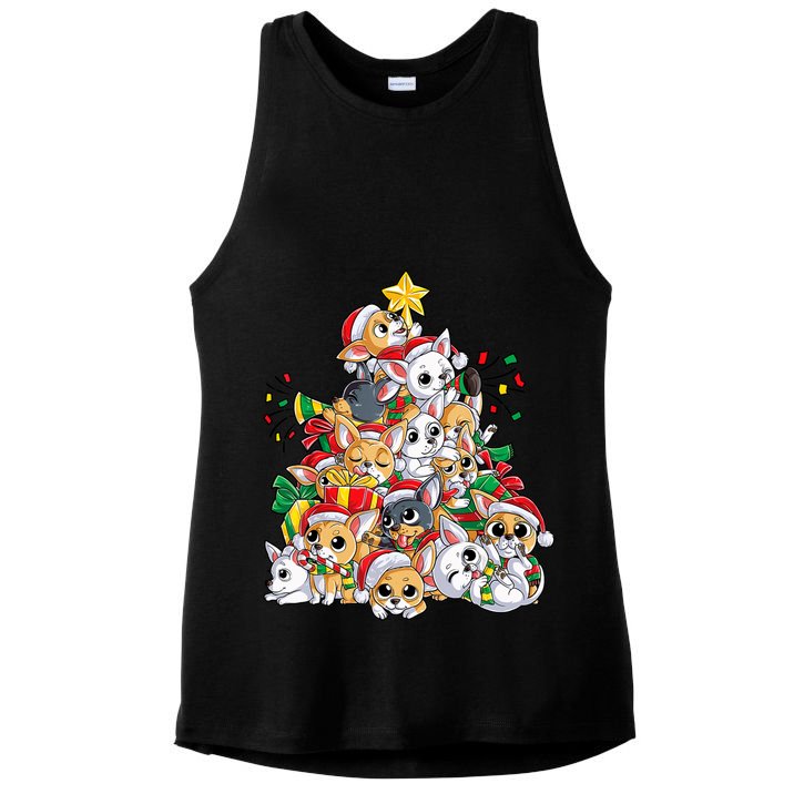 Chihuahua Christmas Tree Santa Dog Lover Xmas Women Ladies PosiCharge Tri-Blend Wicking Tank